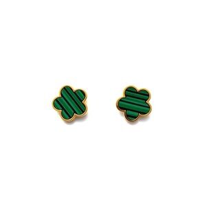 Green and Gold Clover Stud Earrings - mini
